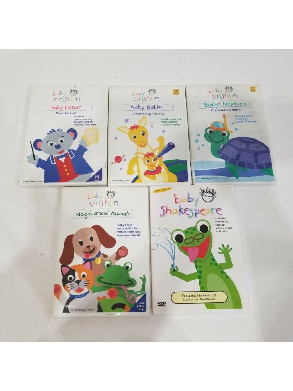 Lot Of 5 Baby Einstein DVDS Music Education Learning Mozart Shakespeare Galileo